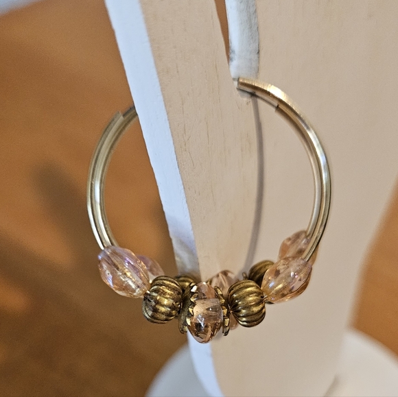 NWT'S - COWGIRL CONFETTI -  Pink Prairie Gold Plated Hoop Earrings - Picture 5 of 7